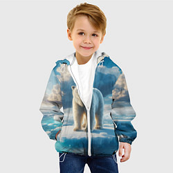 Куртка с капюшоном детская Полярный медведь на льдине, цвет: 3D-белый — фото 2