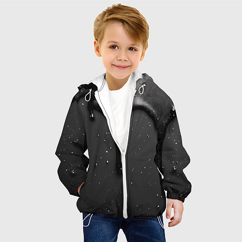 Детская куртка Черная текстура - хром / 3D-Белый – фото 4