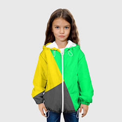 Куртка с капюшоном детская Жёлто-серо-зелёный трёхцветный, цвет: 3D-белый — фото 2