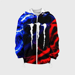 Куртка с капюшоном детская Monster energy молнии неон, цвет: 3D-белый