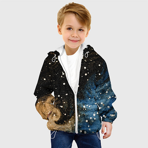 Детская куртка Черно-синий фон текстура / 3D-Белый – фото 4