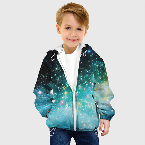 Детская куртка Бирюзовые блестки фон / 3D-Белый – фото 4