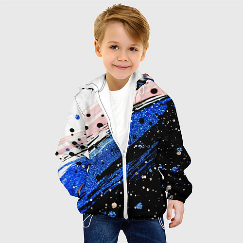 Детская куртка Черно-синяя краска на белом / 3D-Белый – фото 4