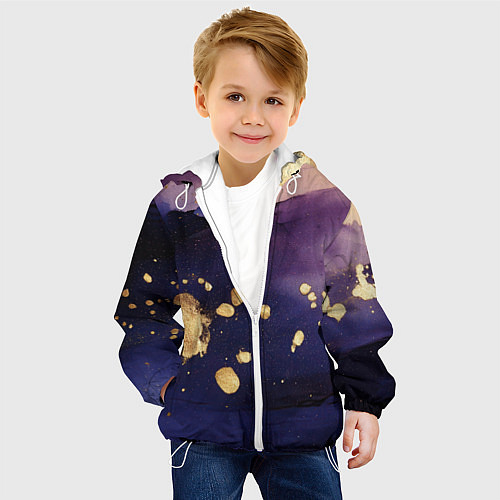 Детская куртка Золотая краска на текстуре / 3D-Белый – фото 4