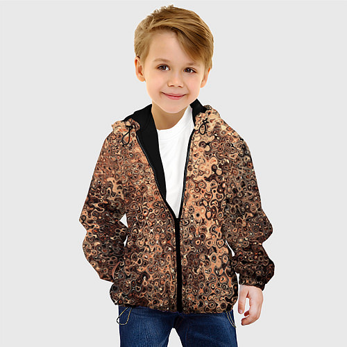 Детская куртка Светлый коричневый абстрактная текстура / 3D-Черный – фото 4
