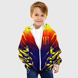 Куртка с капюшоном детская Monster energy geometry yellow, цвет: 3D-белый — фото 2