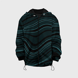 Куртка с капюшоном детская Тёмный синий волнистые полосы, цвет: 3D-черный