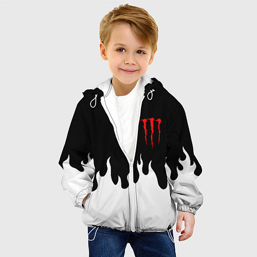 Детская куртка Monster energy red logo / 3D-Белый – фото 4