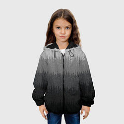 Куртка с капюшоном детская Градиент полосами тёмно-серый графитовый, цвет: 3D-черный — фото 2
