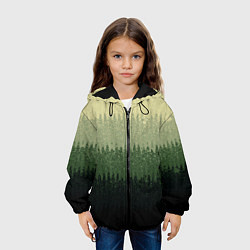 Куртка с капюшоном детская Зелёный полосами от светлого к тёмному текстурные, цвет: 3D-черный — фото 2