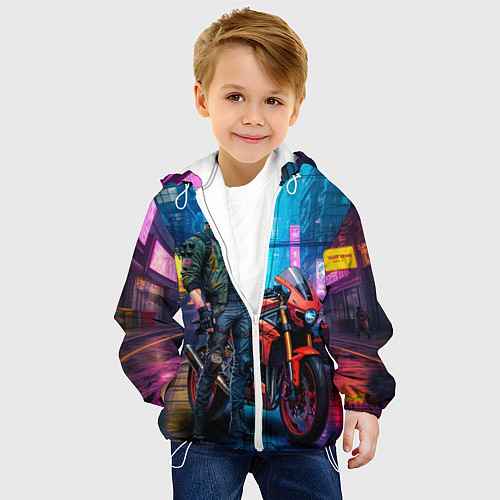 Детская куртка One punch man cyberpunk 2077 / 3D-Белый – фото 4