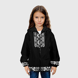Куртка с капюшоном детская Славянский орнамент и узор на черном - вышиванка р, цвет: 3D-черный — фото 2