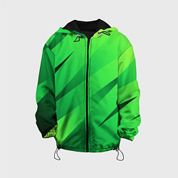Куртка с капюшоном детская Сочный зелёный абстрактные полосы, цвет: 3D-черный