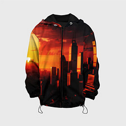 Детская куртка Стилизованный город оранжевый закат