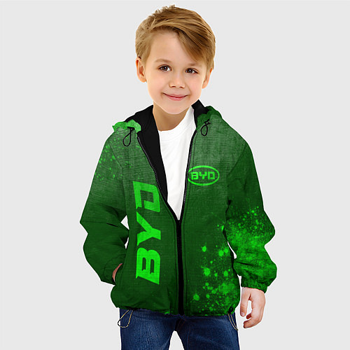 Детская куртка BYD - green gradient вертикально / 3D-Черный – фото 4