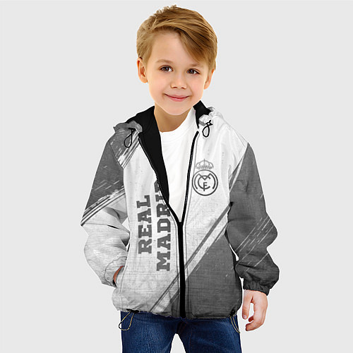 Детская куртка Real Madrid - white gradient вертикально / 3D-Черный – фото 4