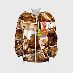 Куртка с капюшоном детская Победа 80 лет коллаж, цвет: 3D-белый