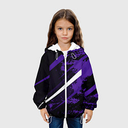 Куртка с капюшоном детская Color black purple line, цвет: 3D-белый — фото 2
