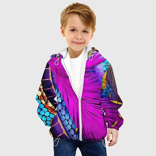 Детская куртка Чешуя и розовое перо / 3D-Белый – фото 4