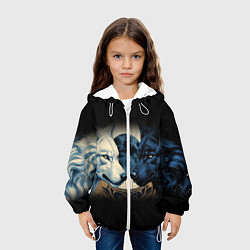 Куртка с капюшоном детская Инь янь волк и волчица с луной, цвет: 3D-белый — фото 2