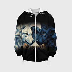 Куртка с капюшоном детская Инь янь волк и волчица с луной, цвет: 3D-белый