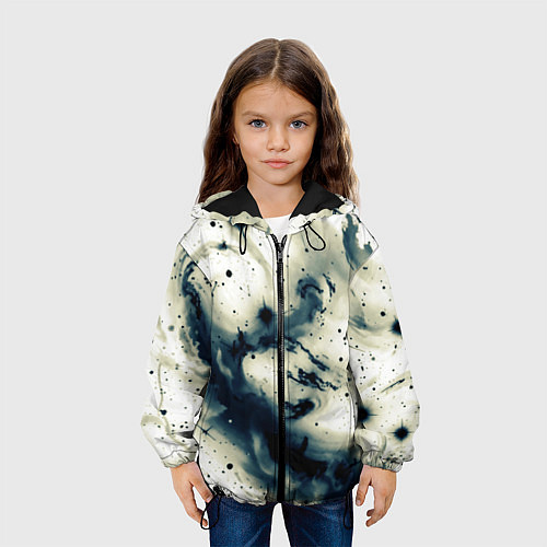 Детская куртка Бежевый и тёмно-синий космическая абстракция / 3D-Черный – фото 3