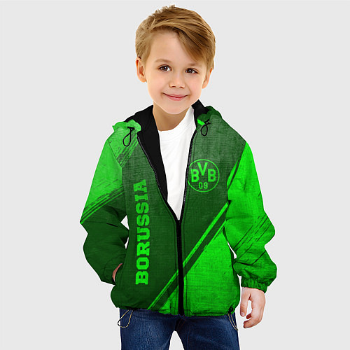 Детская куртка Borussia - green gradient вертикально / 3D-Черный – фото 4