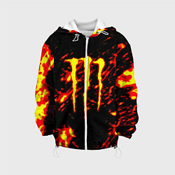 Куртка с капюшоном детская Monster energy огненное лого, цвет: 3D-белый