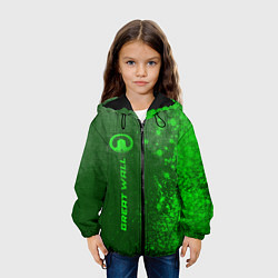 Куртка с капюшоном детская Great Wall - green gradient по-вертикали, цвет: 3D-черный — фото 2