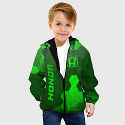 Куртка с капюшоном детская Honda - green gradient вертикально, цвет: 3D-черный — фото 2