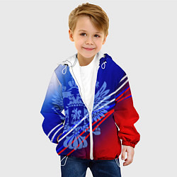 Куртка с капюшоном детская Герб России и градиент бело-сине-красный, цвет: 3D-белый — фото 2