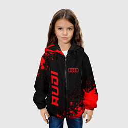 Куртка с капюшоном детская Audi - red gradient вертикально, цвет: 3D-черный — фото 2
