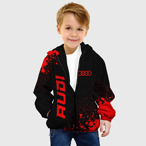 Детская куртка Audi - red gradient вертикально / 3D-Черный – фото 4