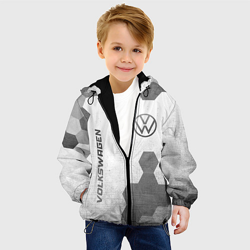 Детская куртка Volkswagen - white gradient вертикально / 3D-Черный – фото 4