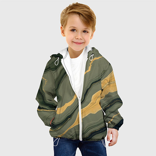 Детская куртка Оливковый мрамор / 3D-Белый – фото 4