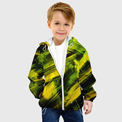 Куртка с капюшоном детская Мазки краски цвета лайм, цвет: 3D-белый — фото 2