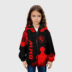 Куртка с капюшоном детская BMW - red gradient вертикально, цвет: 3D-черный — фото 2