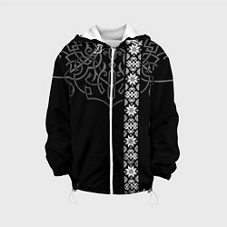 Куртка с капюшоном детская Славянские символы традиции народа, цвет: 3D-белый