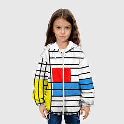 Куртка с капюшоном детская В стиле мондриана, цвет: 3D-белый — фото 2