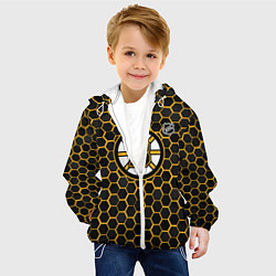 Куртка с капюшоном детская Бостон Брюинз - черные соты, цвет: 3D-белый — фото 2