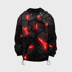 Куртка с капюшоном детская Красная неоновая броня, цвет: 3D-черный