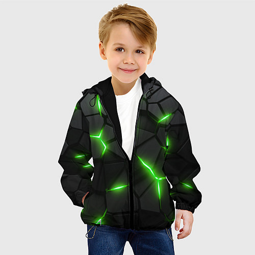 Детская куртка Зеленая неоновая броня / 3D-Черный – фото 4