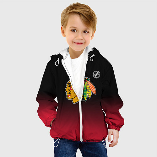 Детская куртка Чикаго Блэкхокс - градиент / 3D-Белый – фото 4