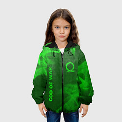 Куртка с капюшоном детская God of War - green gradient вертикально, цвет: 3D-черный — фото 2