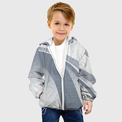 Куртка с капюшоном детская Светлый серо-голубой текстурированный с полосой, цвет: 3D-белый — фото 2