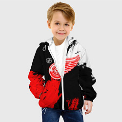 Куртка с капюшоном детская Детройт Ред Уингз - брызги краска на черном фоне, цвет: 3D-белый — фото 2