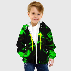 Куртка с капюшоном детская Monster energy кислотное лого огонь, цвет: 3D-белый — фото 2