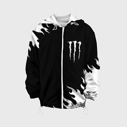 Куртка с капюшоном детская Monster energy белый огонь, цвет: 3D-белый