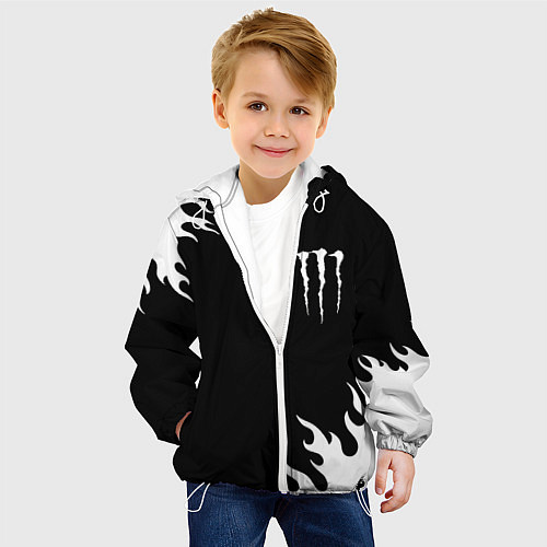 Детская куртка Monster energy белый огонь / 3D-Белый – фото 4