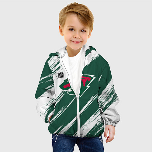 Детская куртка Миннесота Уайлд - зеленый и белый / 3D-Белый – фото 4